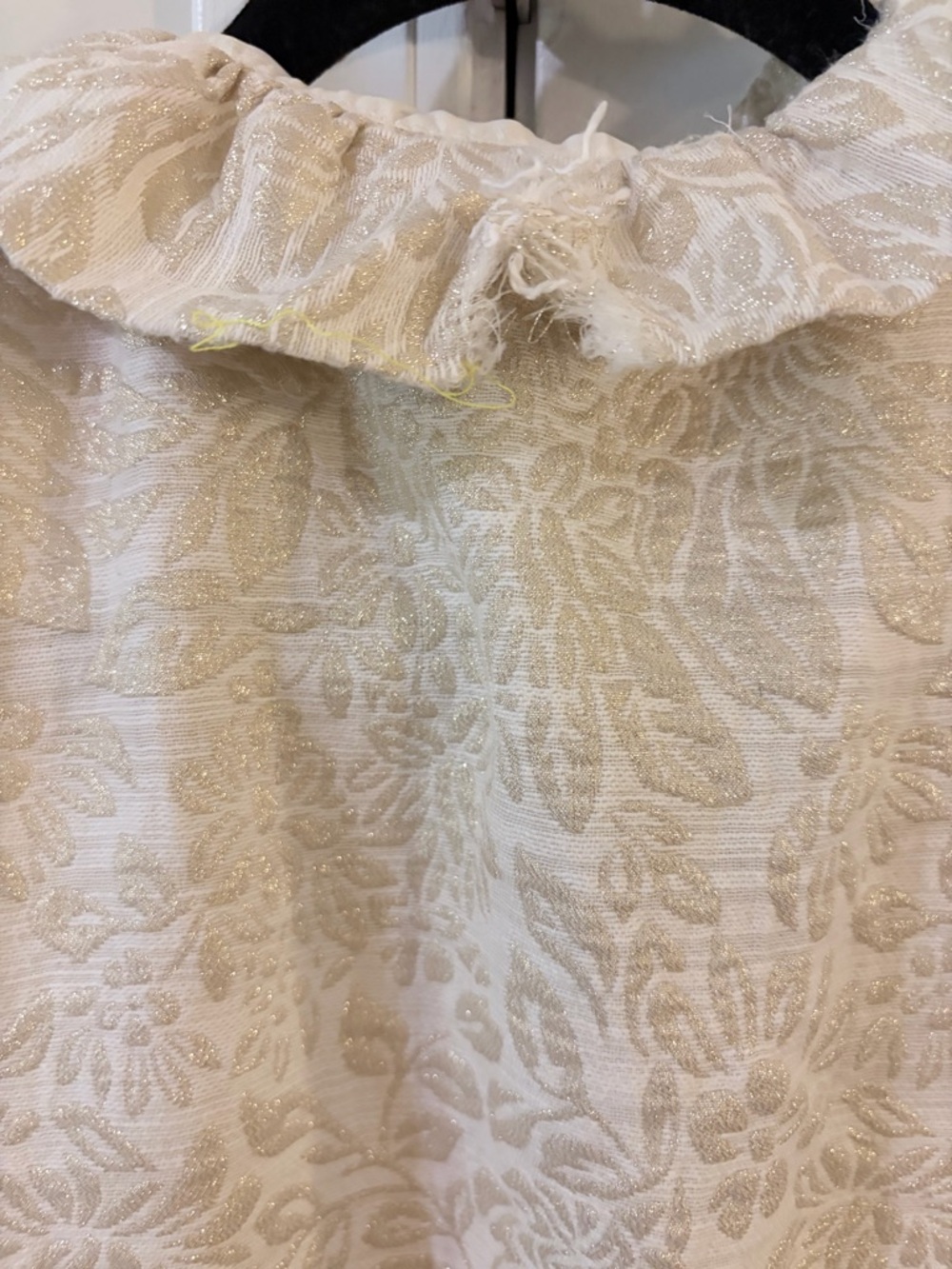 Sleeveless Ruffle-Neck Textured Ivory Dress - Picture 6 of 6